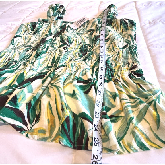 Torrid Womens SZ 2X Teal Smocked Top NEW Ruffle Peplum Tank Boho Tropical Floral - Picture 5 of 9